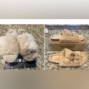 Fuzzy Slippers and Sandals set of 2